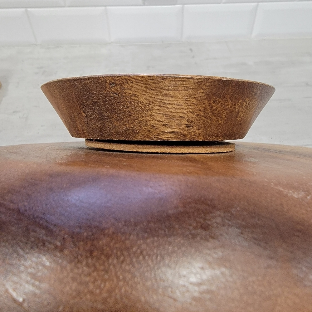 Vintage Wooden Swivel Serving Dish Divided Plate Carved Lazy Susan Mid-Century - Picture 6 of 15